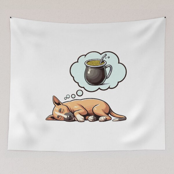 Item preview, Sleeping Dog Dreaming of Yerba Mate Cozy Lifestyle Design designed and sold by CyfroweMysli.