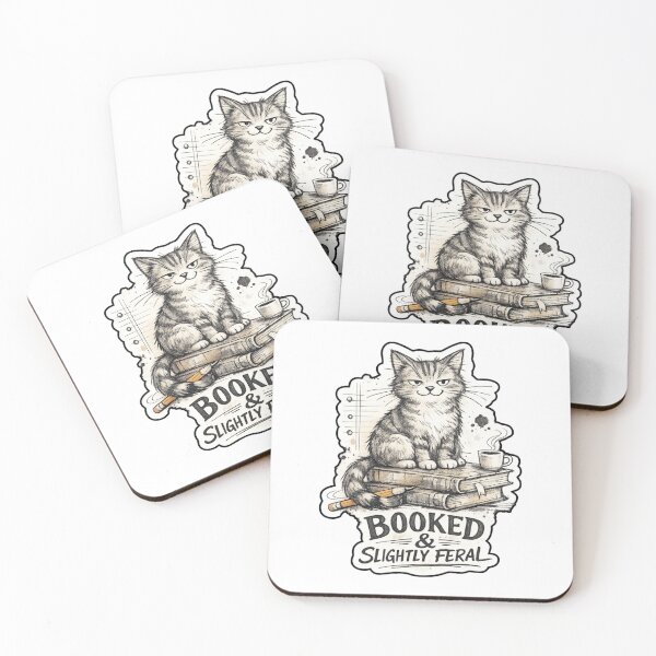 Item preview, Booked & Slightly Feral Cat – Funny Book Lover Coffee designed and sold by ymzartnft44.