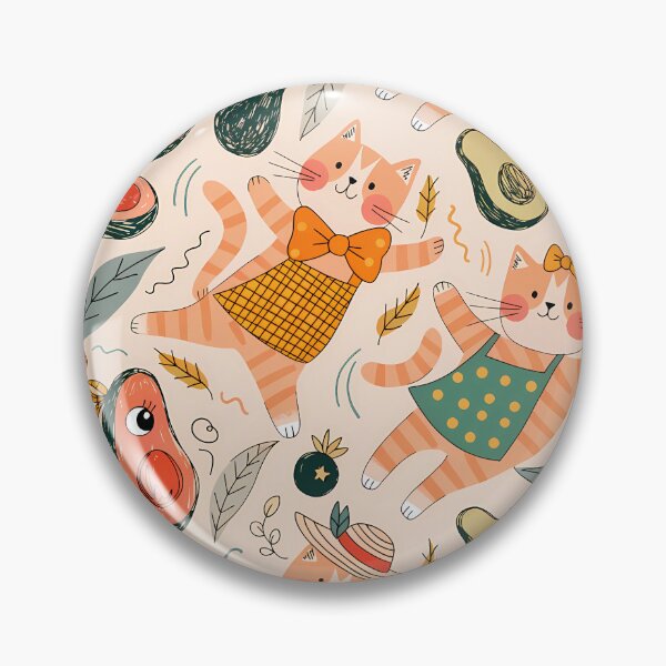 Item preview, Seamless pattern of cheerful ginger cats and kawaii avocados designed and sold by aminz4.