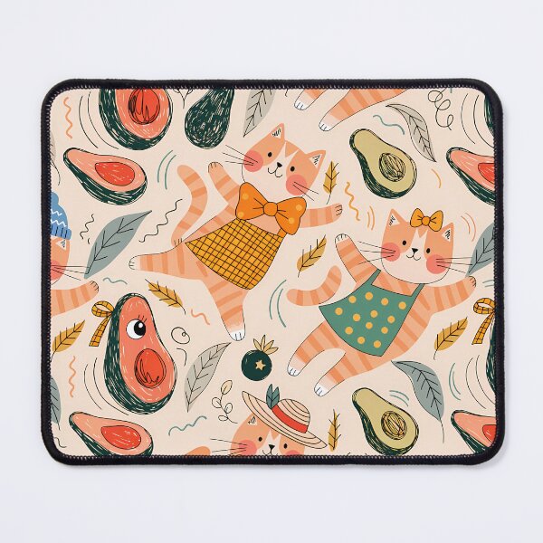 Item preview, Seamless pattern of cheerful ginger cats and kawaii avocados designed and sold by aminz4.