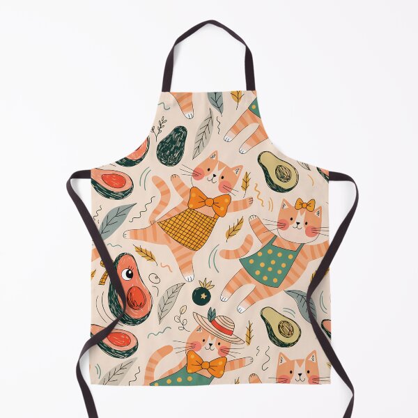 Item preview, Seamless pattern of cheerful ginger cats and kawaii avocados designed and sold by aminz4.