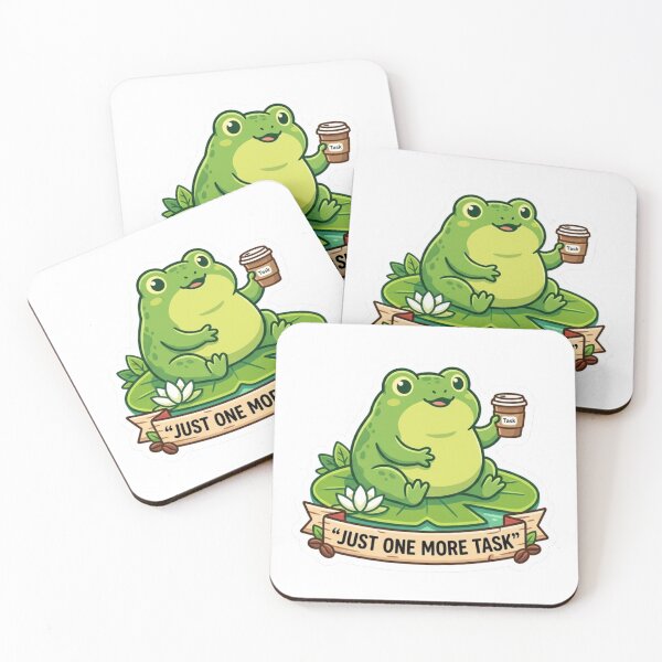 Item preview, Just One More Task Frog Sticker | Cute Frog Productivity Meme designed and sold by carolscoons.