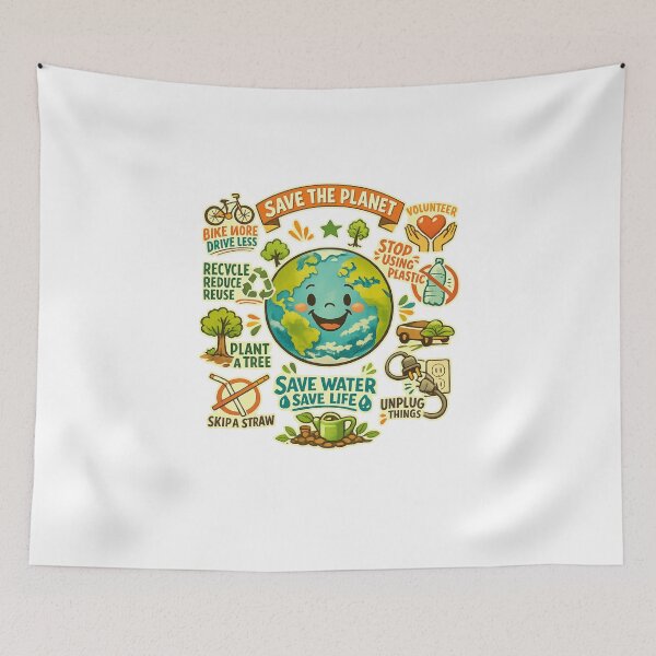 Item preview, Save the Planet – Retro Cartoon Eco Poster designed and sold by LuveraxArt.