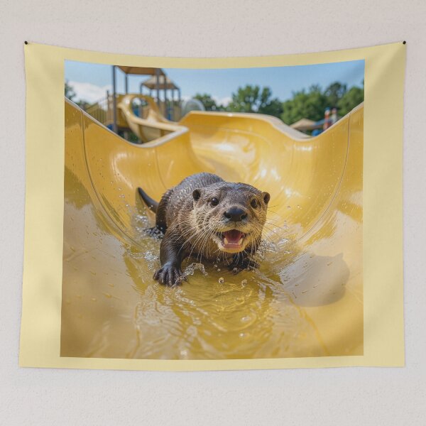Item preview, Happy Otter Glides Down Water Slide designed and sold by Tridentulus.