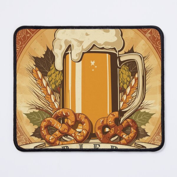 Item preview, Vintage Bier Poster – Beer Mug with Pretzels and Hops designed and sold by VintageTips.
