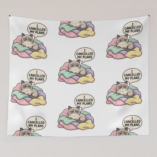 Item preview, I Cancelled My Plans Cat Sticker | Funny Introvert Cat Meme designed and sold by carolscoons.