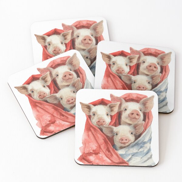 Item preview, Funny Pigs in Blankets Watercolor Illustration | Cute Pig Pun Art designed and sold by Kesterton.