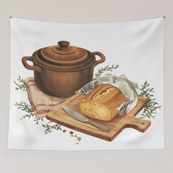 Item preview, Retro Bread and Braising Traditional Cooking Art designed and sold by VintageTips.