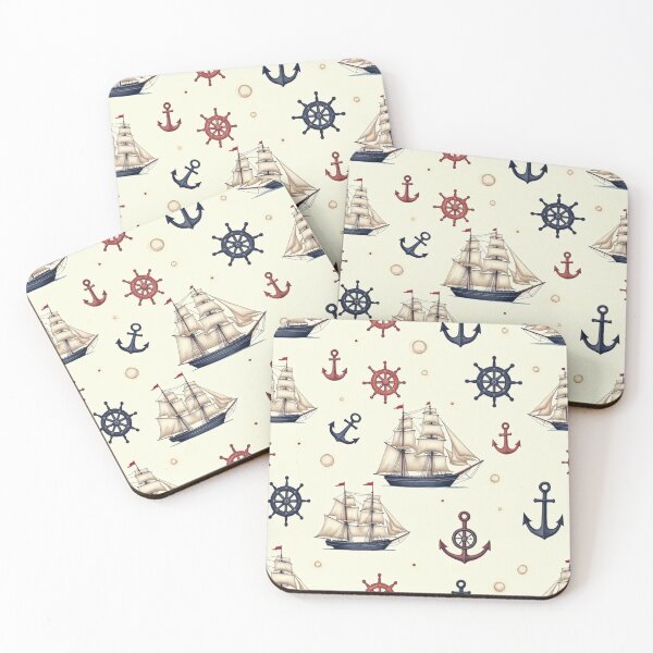 Item preview, Nautical Seamless Pattern – Vintage Ships and Anchors Shower Curtain & Home Decor designed and sold by TS68.