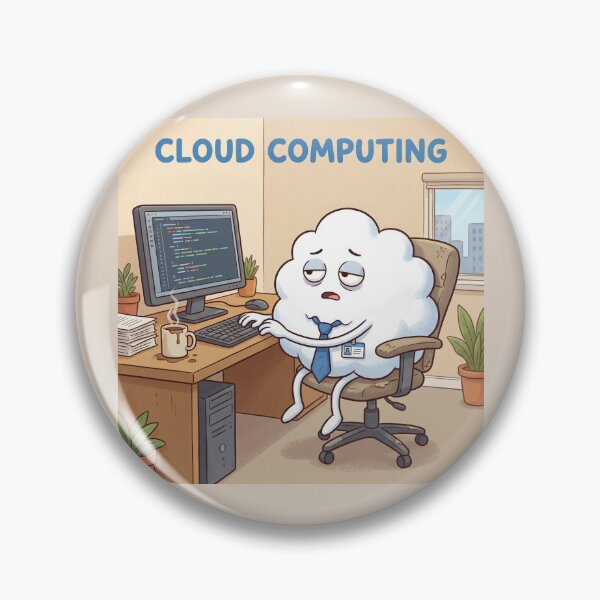 Item preview, Cloud Computing Humor Design – Funny Working Cloud IT Office Illustration designed and sold by WordPlayStudio.
