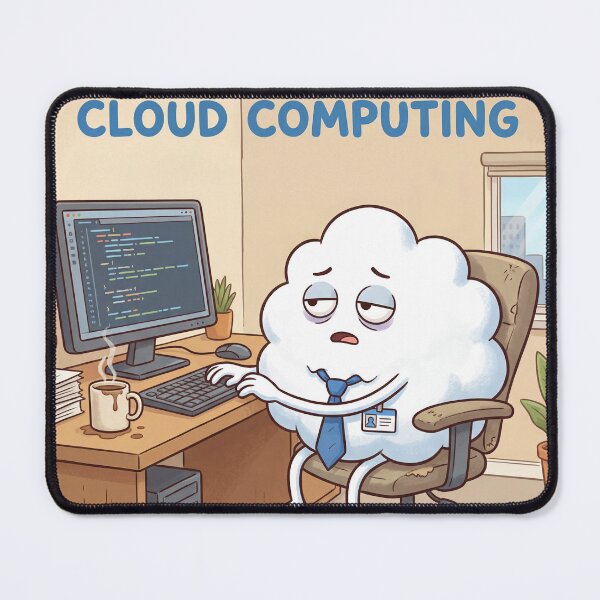 Item preview, Cloud Computing Humor Design – Funny Working Cloud IT Office Illustration designed and sold by WordPlayStudio.