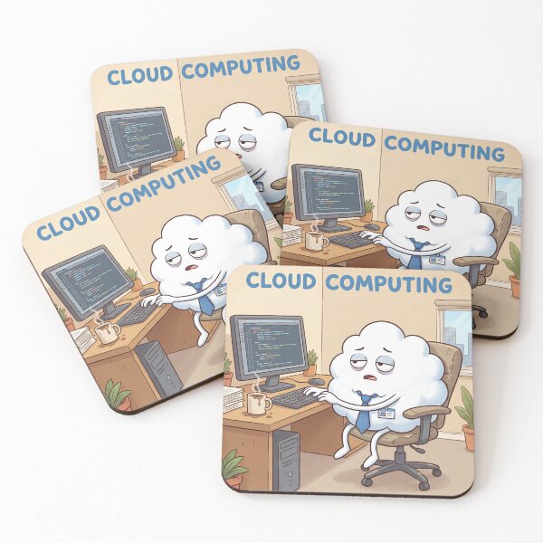 Item preview, Cloud Computing Humor Design – Funny Working Cloud IT Office Illustration designed and sold by WordPlayStudio.