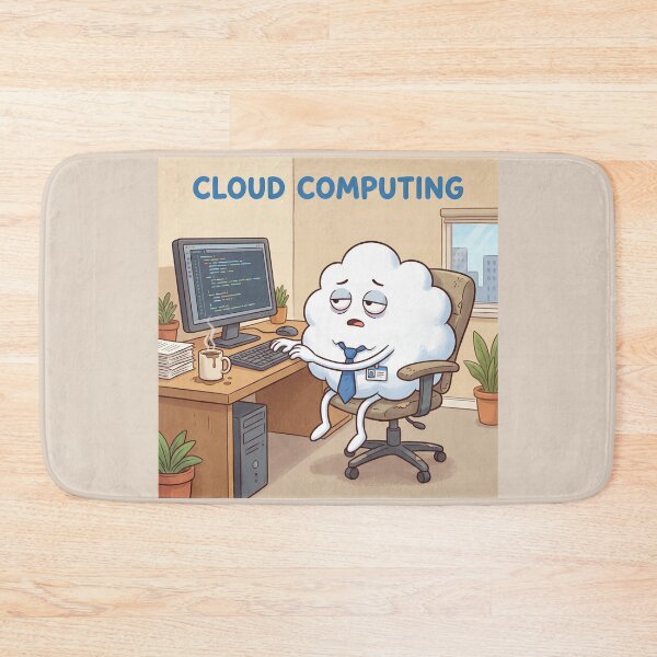 Item preview, Cloud Computing Humor Design – Funny Working Cloud IT Office Illustration designed and sold by WordPlayStudio.