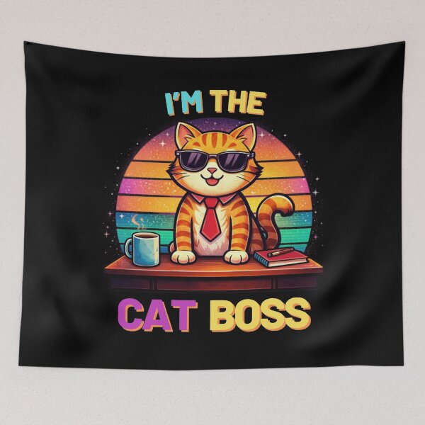 Item preview, Cool Cat Boss Retro Sunset Design designed and sold by blackBubble1.