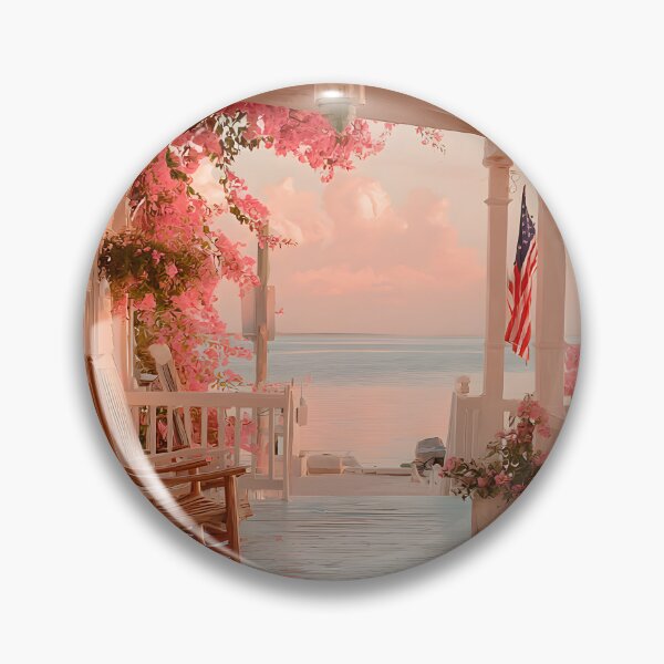 Item preview, Key West Sunset Porch with Ocean View, Tropical Coastal Scene with Rocking Chair designed and sold by daila70.