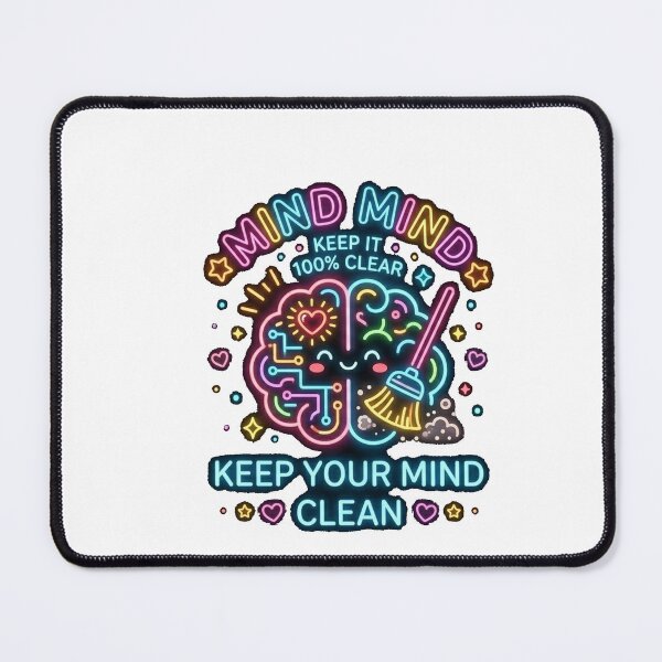 Item preview, Keep Your Mind Clean - Neon Mental Health Brain Art designed and sold by Mossypixels.