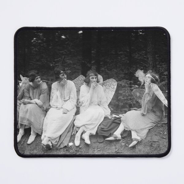 Item preview, Angels Smoking Cigarettes Vintage Black and White Old Photo designed and sold by IconicArchive.
