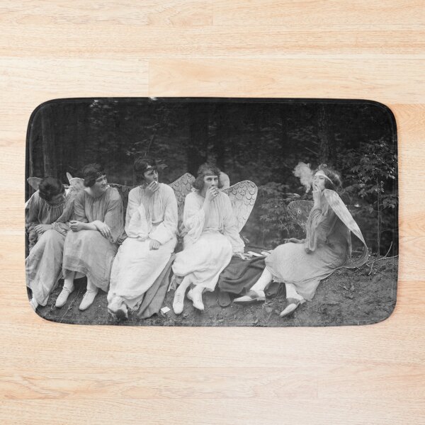Item preview, Angels Smoking Cigarettes Vintage Black and White Old Photo designed and sold by IconicArchive.