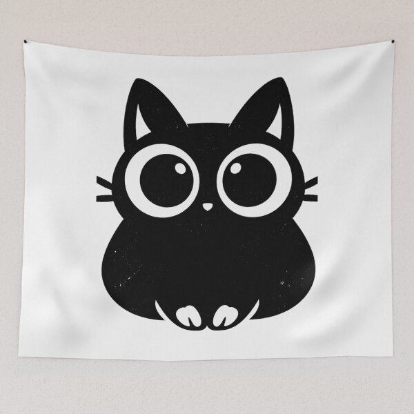 Item preview, Cute Black Cat Big Eyes Minimalist Silhouette – Kawaii Spooky Cat Sticker designed and sold by MonkeyVibe.