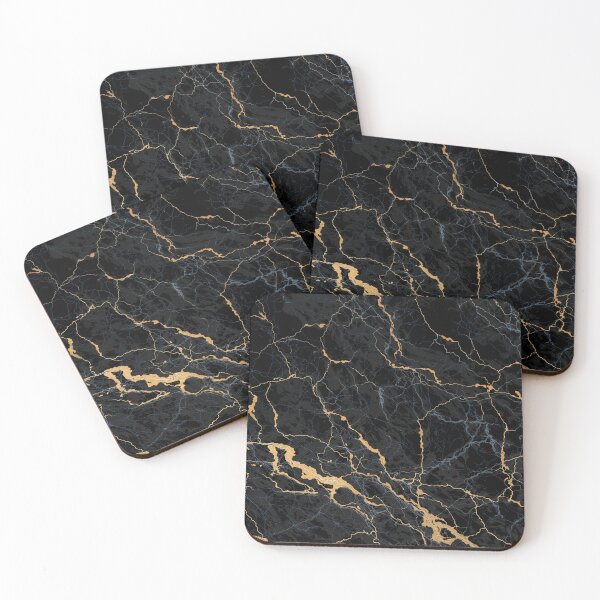 Item preview, Luxury Black Marble & Liquid Gold Veins Abstract Art designed and sold by ADigitalStudio.