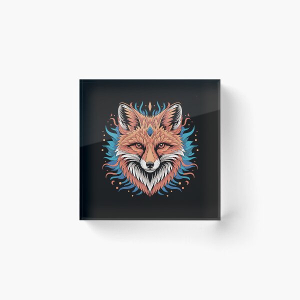 Item preview, Colorful Fox Head Illustration – Boho Tribal Fantasy Animal Art designed and sold by ArcticFoxStudio.