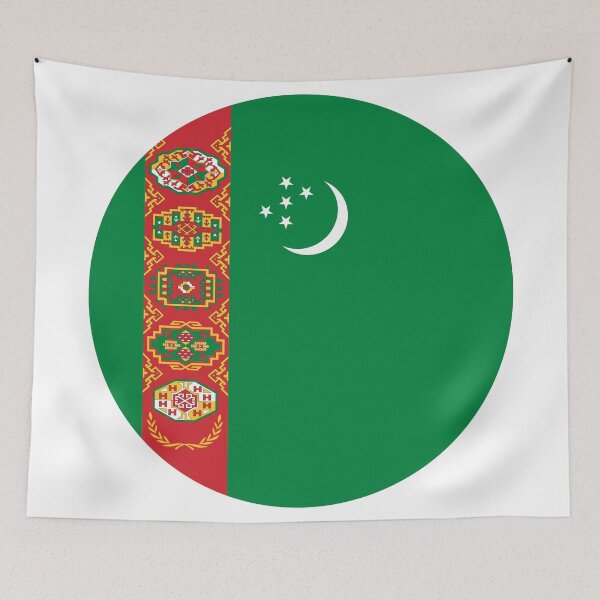 Item preview, Turkmenistan Round Flag Turkmen Patriotic Heritage designed and sold by NTGUILTY.