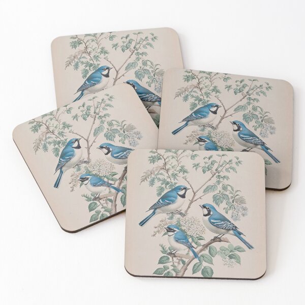 Item preview, Three cottagecore titmouse vintage botanical illustration designed and sold by LanaGustavsson.