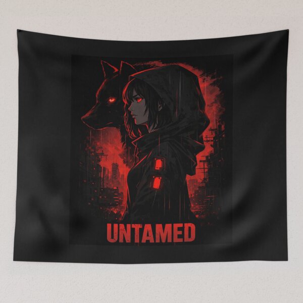 Item preview, Untamed Cyberpunk Wolf Girl Silhouette designed and sold by ZunZunArt.