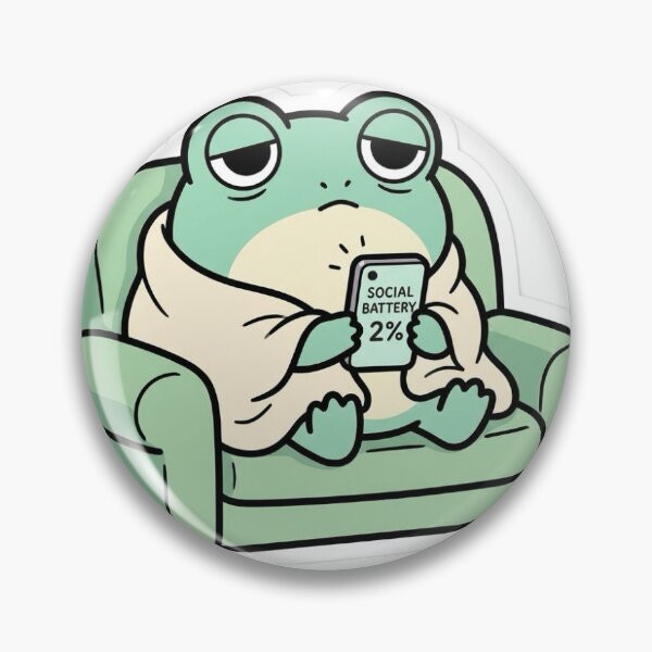 Item preview, Social Battery 2% Frog Sticker – Yellow Blanket Cozy Introvert Cartoon designed and sold by FroggyMood.