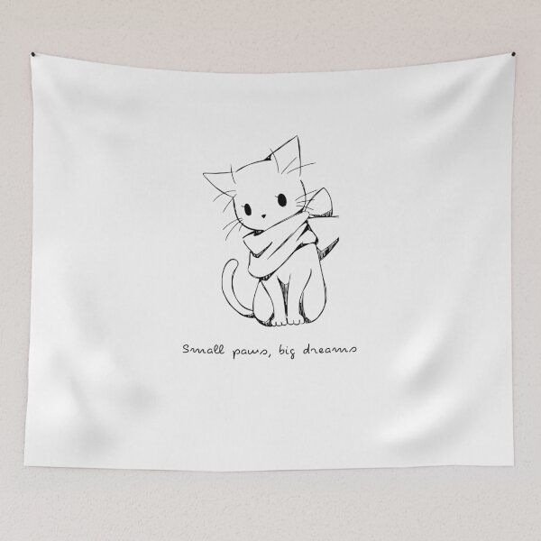 Item preview, Minimalist Line Art Adventurer Cat - Small Paws Big Dreams designed and sold by AliKwStore.