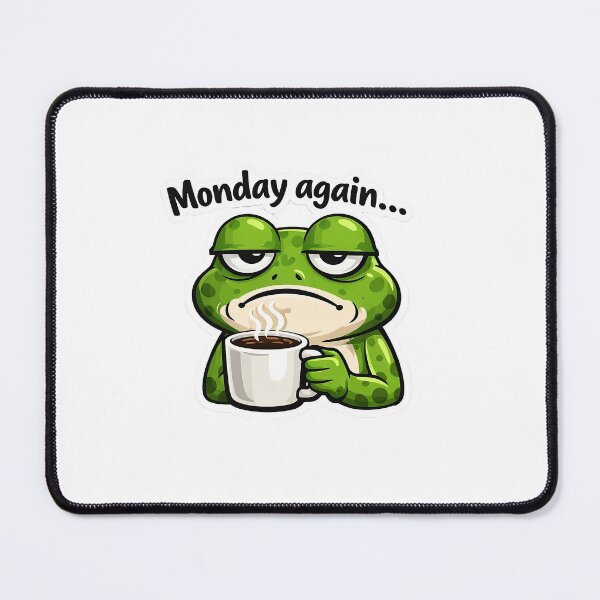 Item preview, Monday Again Tired Frog Coffee Sticker designed and sold by Barkybond.