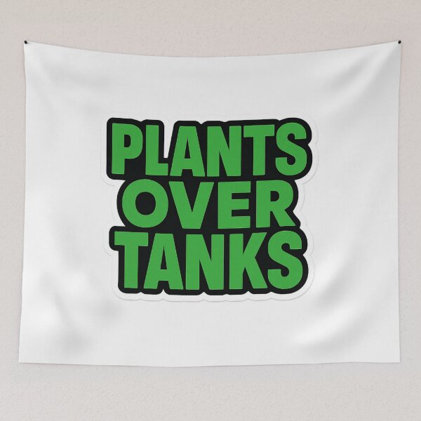 Item preview, Humorous Vegan Pride T-Shirt with Bold Typography 'Plants Over Tanks' | Playful Graphic Design designed and sold by DrainedUwU.