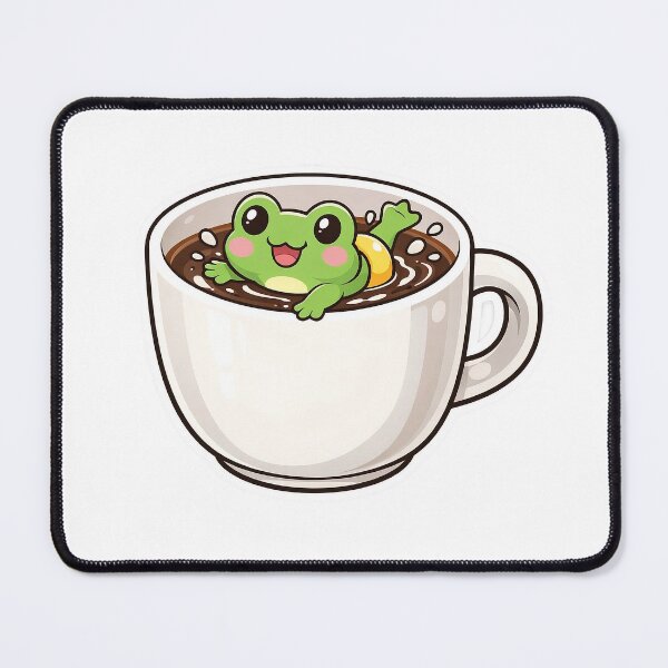 Item preview, Relaxing Frog in Coffee Cup Cute Sticker designed and sold by Barkybond.