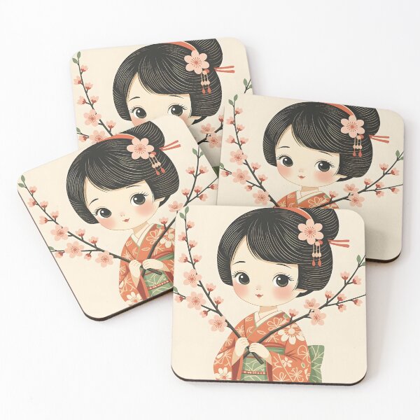 Item preview, A Kokeshi doll holds on a delicate Sakura branch. designed and sold by Ponted.