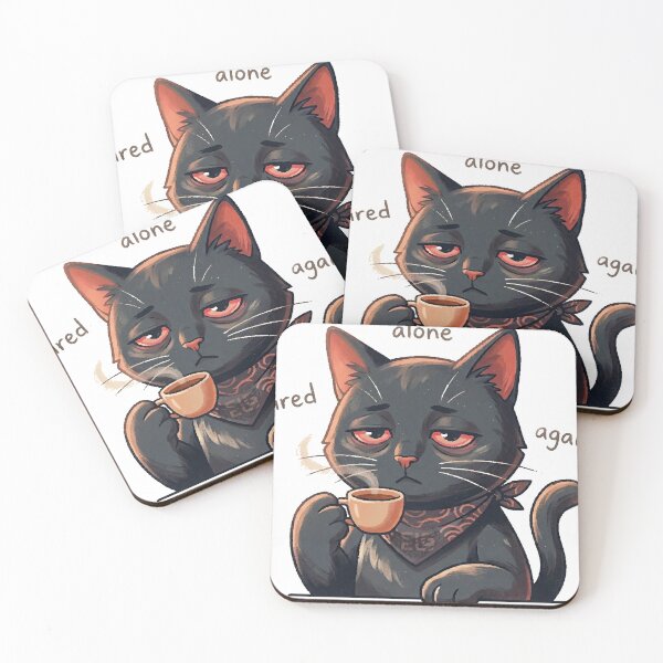 Item preview, Tired Cat Again - Moody Coffee Lover Illustration designed and sold by  ELG-Design.