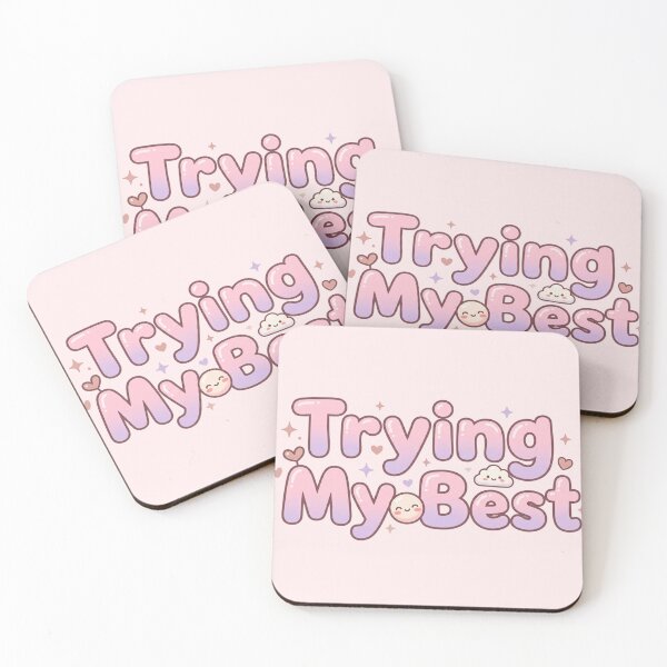Item preview, Trying My Best Kawaii Pink Sticker | Cute Motivational Pastel Aesthetic designed and sold by Eart98.