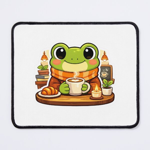 Item preview, Cozy Café Frog With Coffee Sticker designed and sold by Barkybond.