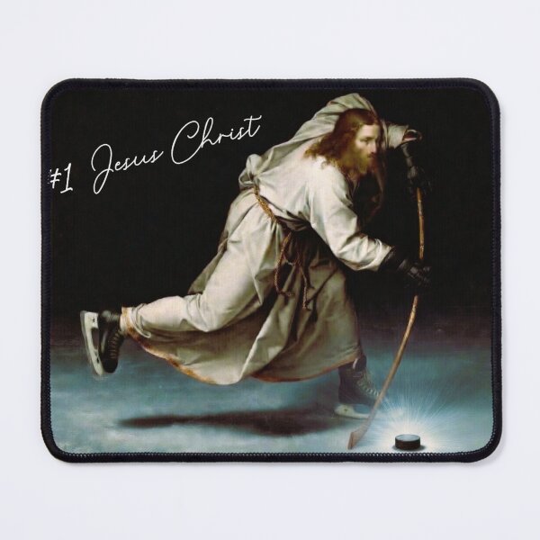 Item preview, #1 Jesus Christ Playing Hockey designed and sold by ThePublicPrints.