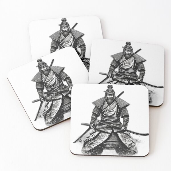 Item preview, Stoic Samurai Warrior – Black & White Illustration designed and sold by Bad7Wear.