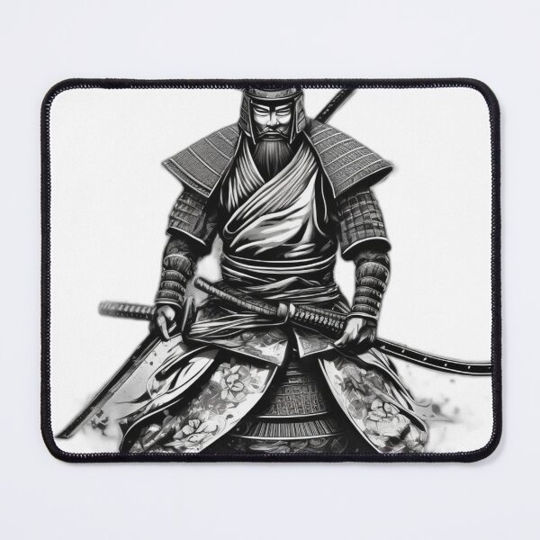Item preview, Stoic Samurai Warrior – Black & White Illustration designed and sold by Bad7Wear.