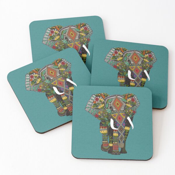 Item preview, floral elephant teal designed and sold by scrummy.