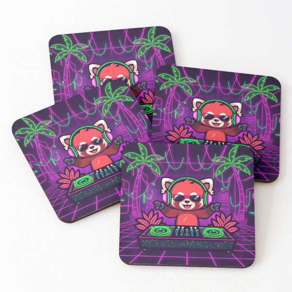 Item preview, Neon Red Panda DJ - Cyberpunk Party Vibes designed and sold by Kyra-motion.
