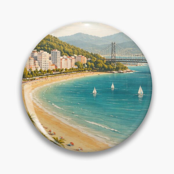 Item preview, Florianópolis Brazil Minimalist Travel Poster – Retro Beach Wall Art designed and sold by ElartedeNoel.
