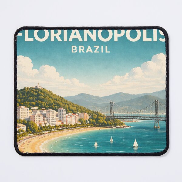 Item preview, Florianópolis Brazil Minimalist Travel Poster – Retro Beach Wall Art designed and sold by ElartedeNoel.