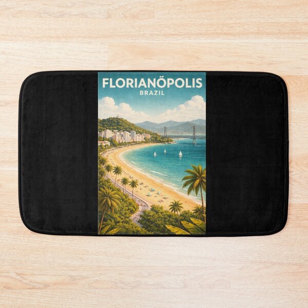 Item preview, Florianópolis Brazil Minimalist Travel Poster – Retro Beach Wall Art designed and sold by ElartedeNoel.
