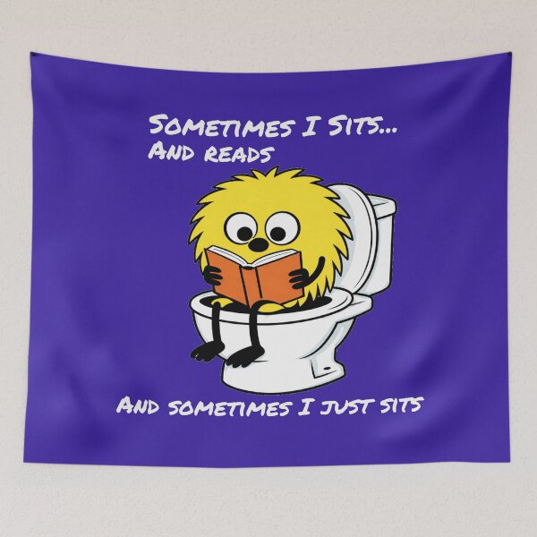 Item preview, Sometimes I Sits and Reads – Funny Bathroom Humor Cartoon dark shirts designed and sold by TheBibleStop.