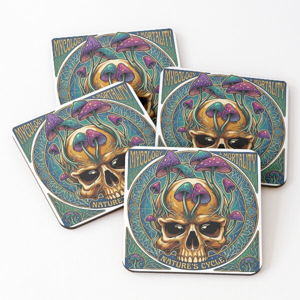 Item preview, Mycology & Mortality: Vintage Art Nouveau Skull and Magic Mushrooms designed and sold by SillyWorldCo.