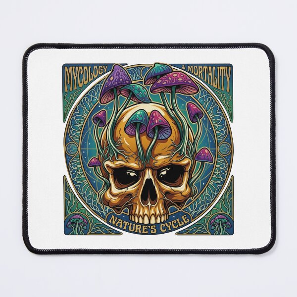 Item preview, Mycology & Mortality: Vintage Art Nouveau Skull and Magic Mushrooms designed and sold by SillyWorldCo.