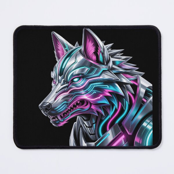 Item preview, Cybernetic Neon Wolf - Futuristic Cyberpunk Art designed and sold by PaulyTechStudio.