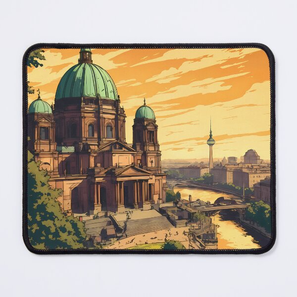 Item preview, Berlin Cathedral Golden Hour – Retro Anime Landscape Travel Poster Berlin Germany designed and sold by JacksoonLester.